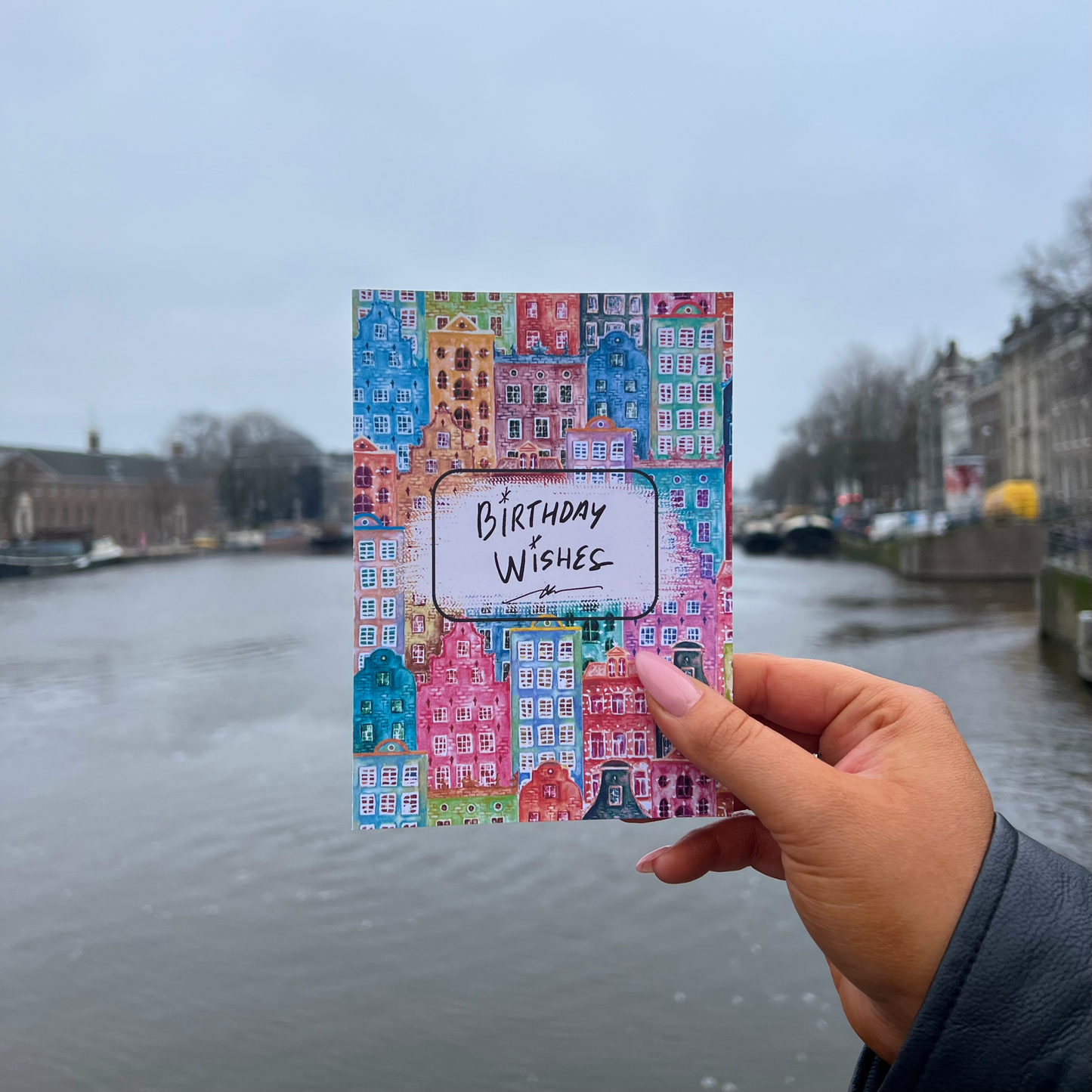 Colourful Amsterdam House Birthday Card