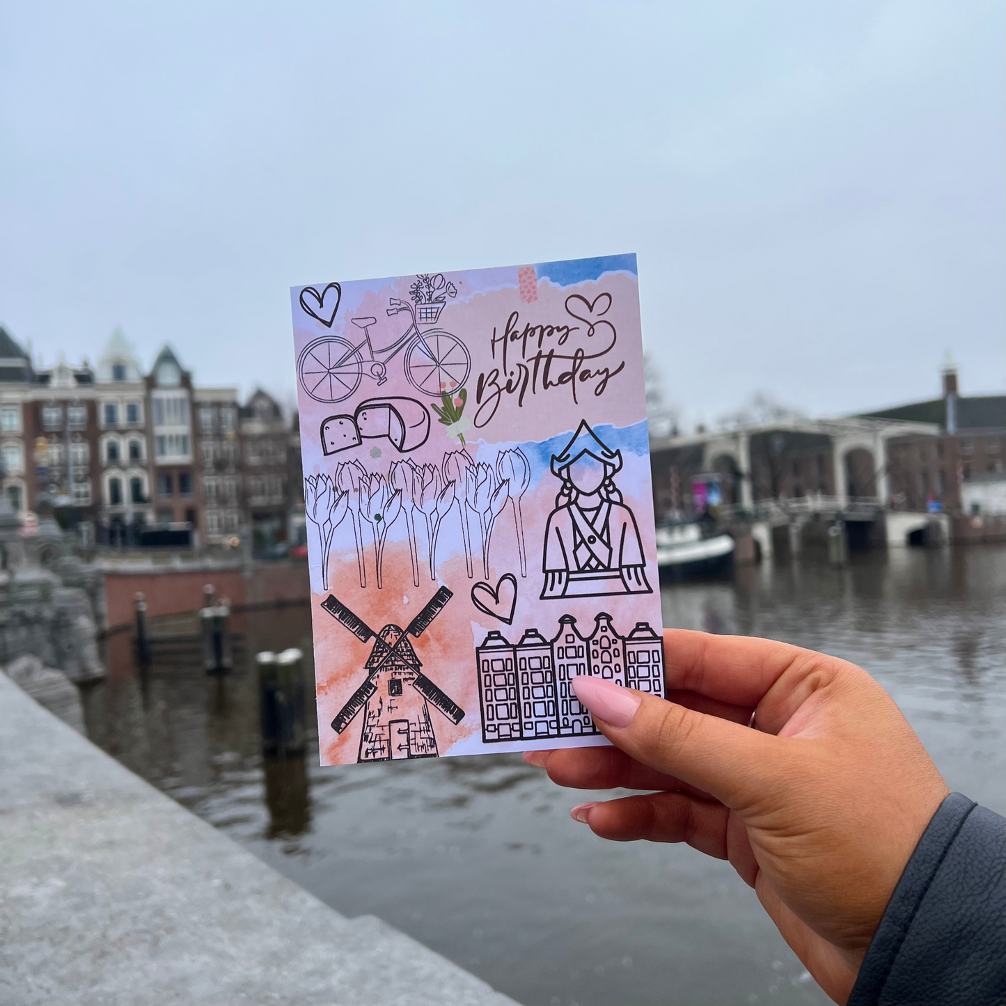 Pink Amsterdam Collage Birthday Card