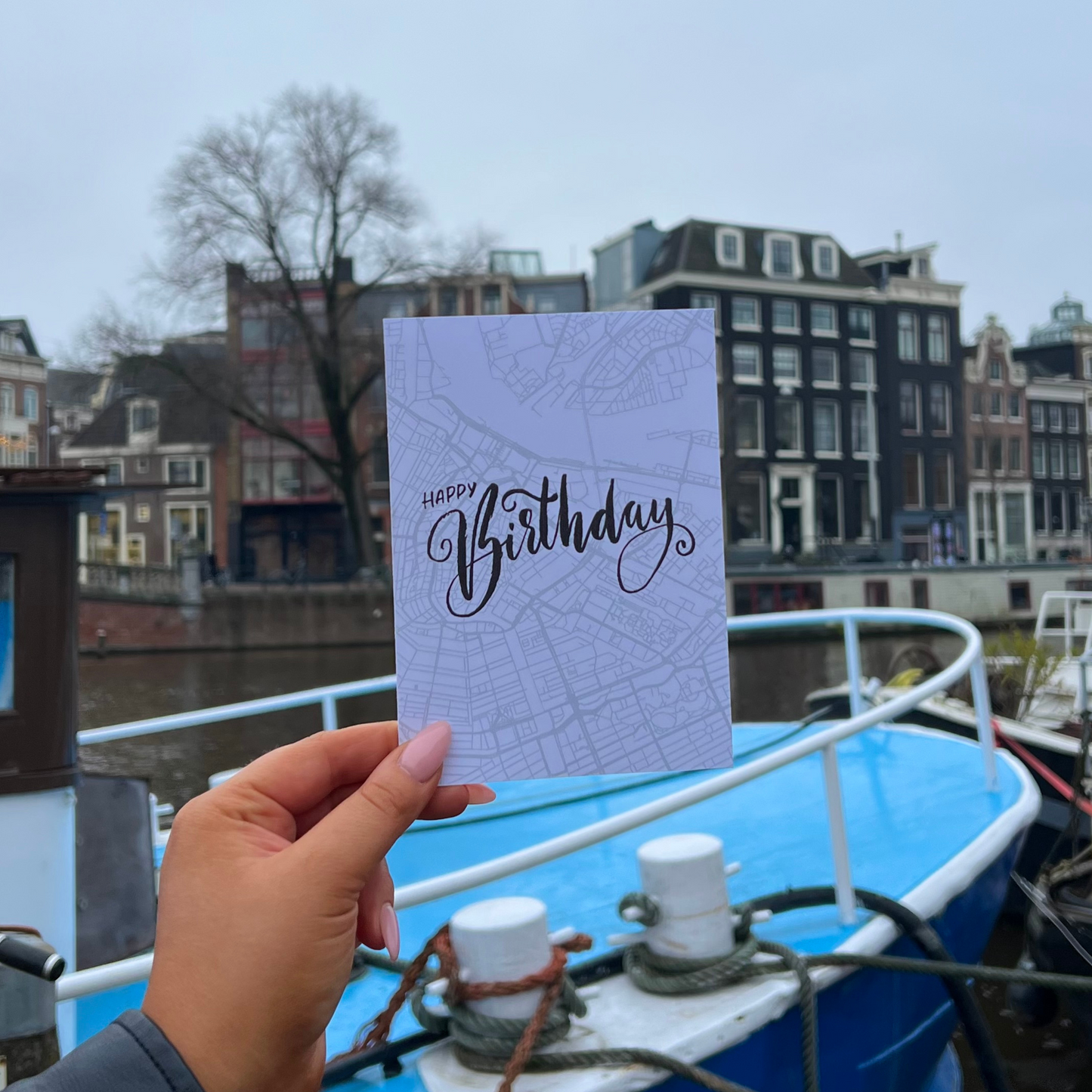 Amsterdam Map Birthday Card