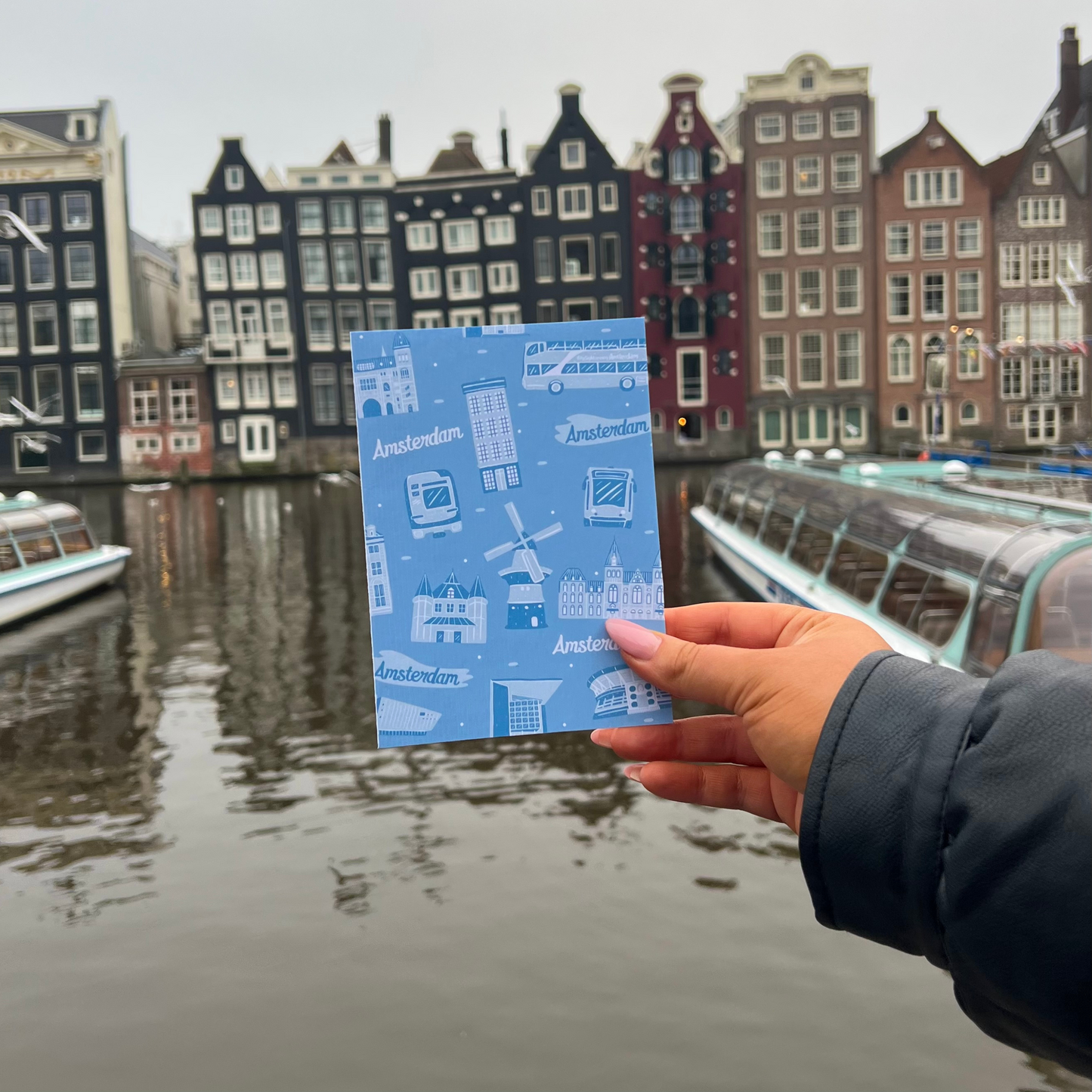 Blue Amsterdam Greetings Card
