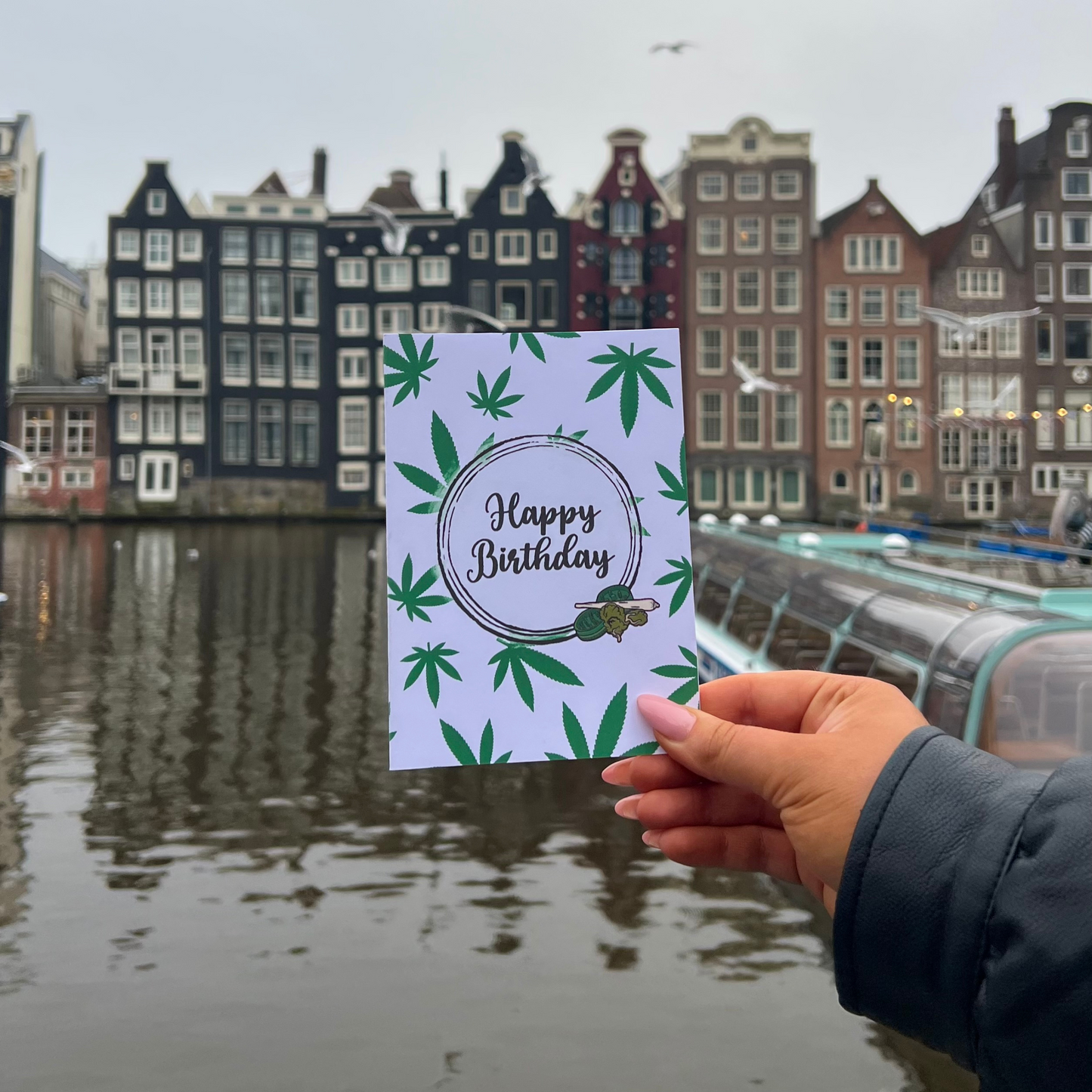 Weed Theme Amsterdam Birthday Card