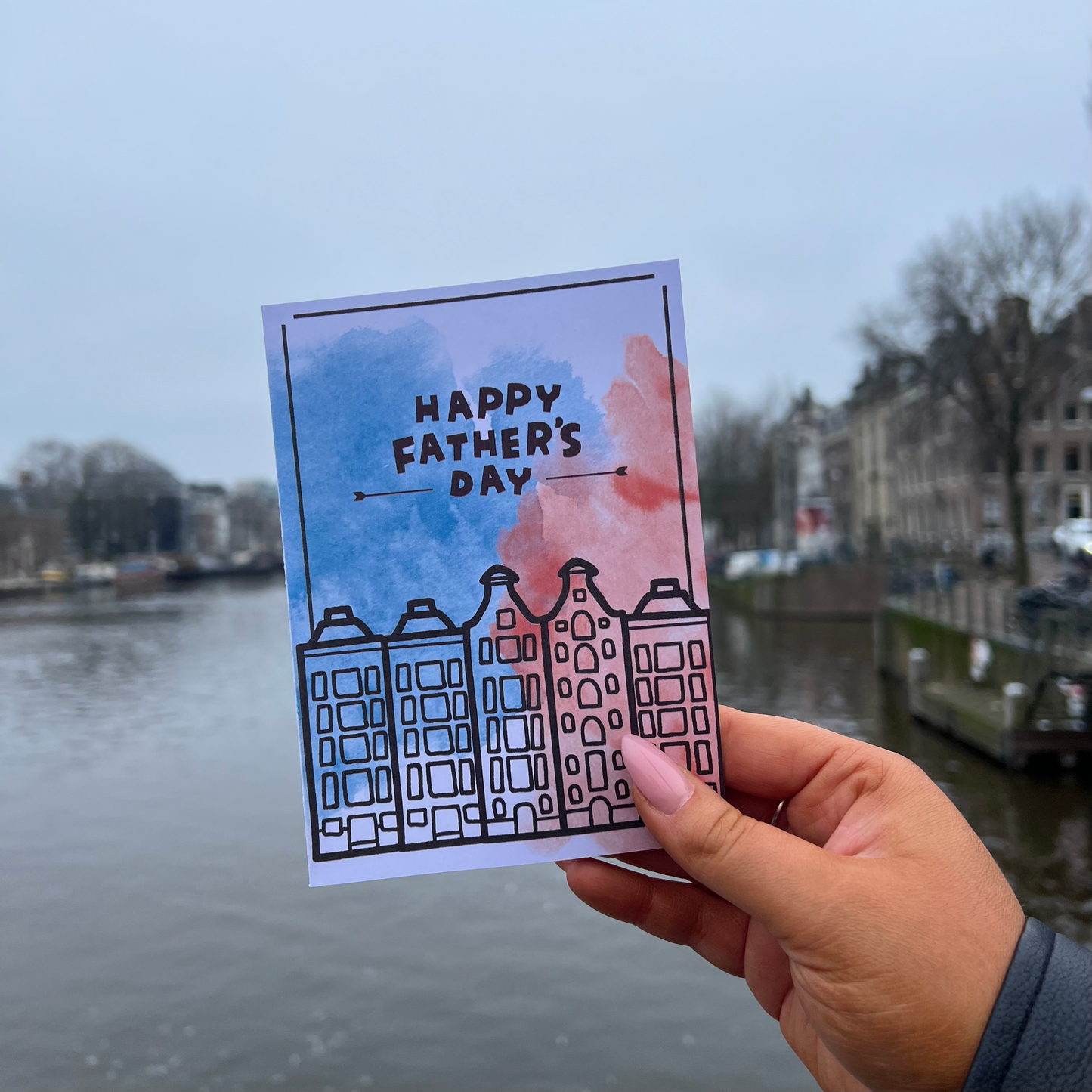Watercolour Amsterdam House Fathers Day Card