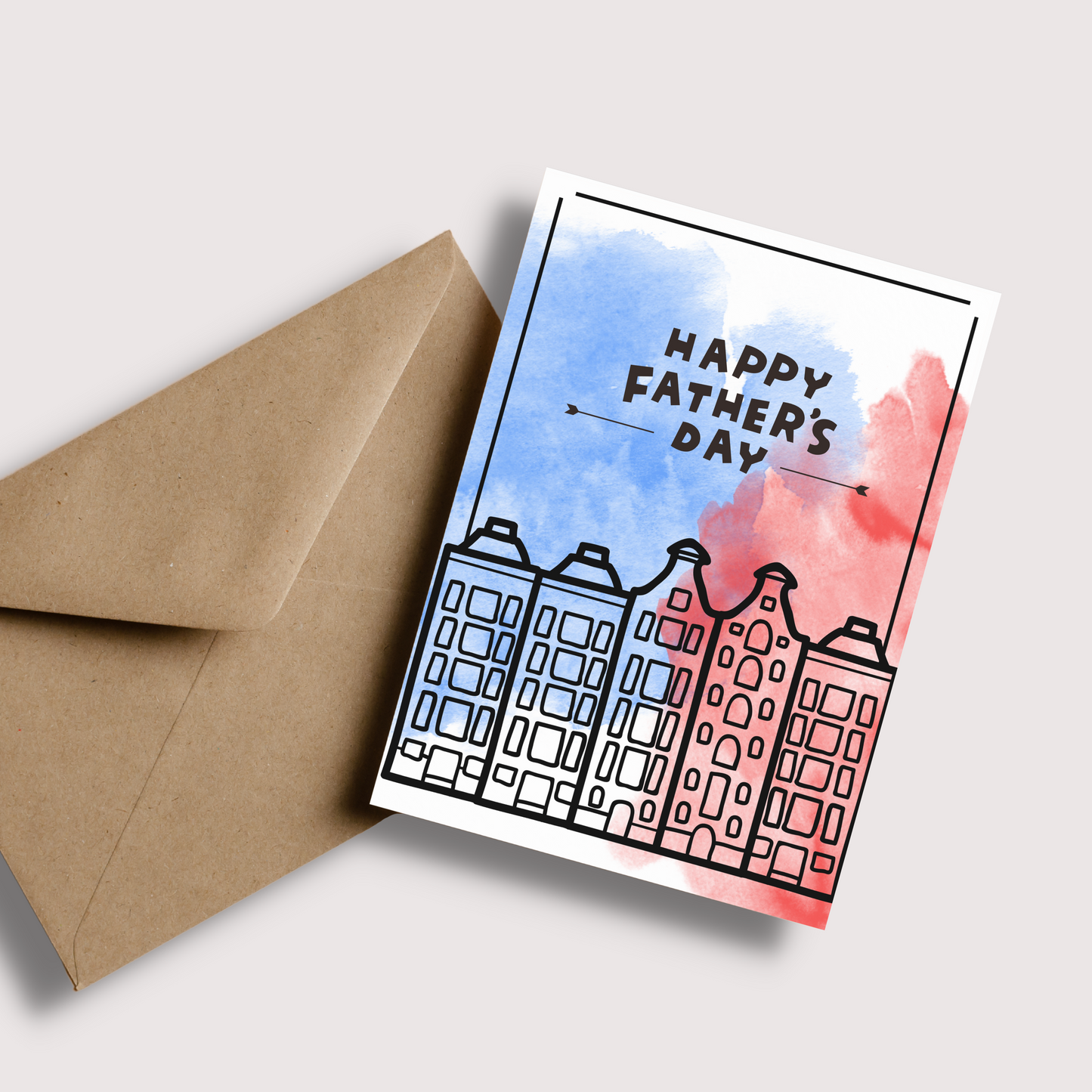 Watercolour Amsterdam House Fathers Day Card