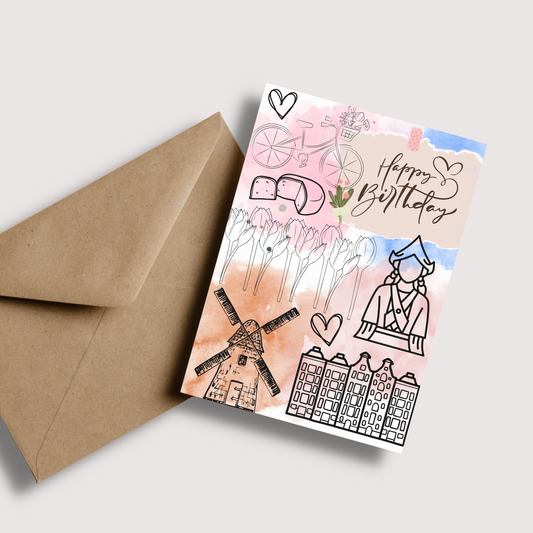 Pink Amsterdam Collage Birthday Card