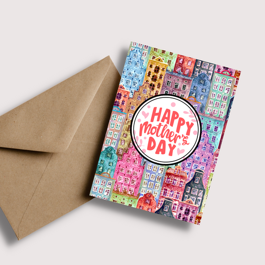 Colourful Amsterdam House Mothers Day Card