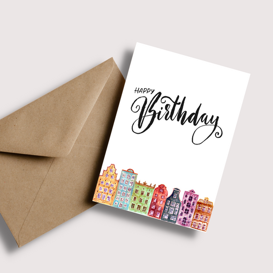 Colourful Amsterdam Happy Birthday Card
