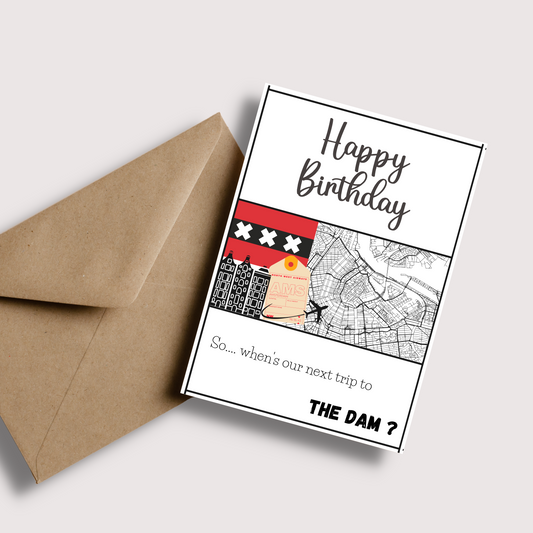 Next Trip to Amsterdam Birthday Card